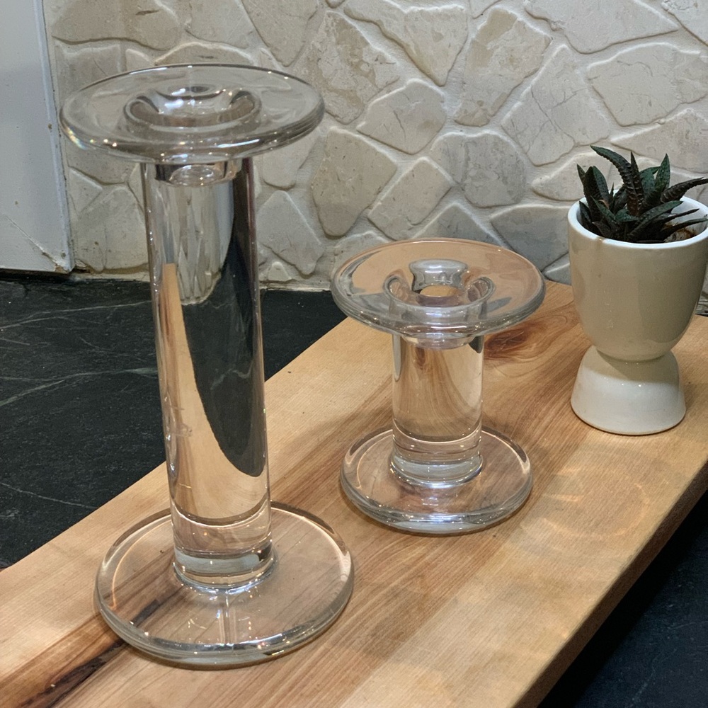 MARCAUREL | Set of 2 | Heavy Crystal Candlestick Holders